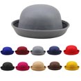 thumbnail image 1 of Bowler Hat Women, Bowler Hat Classic Roll Up Brim Panama Women Elegant Round Bucket Cap Mens Womens Gray One Size, 1 of 8