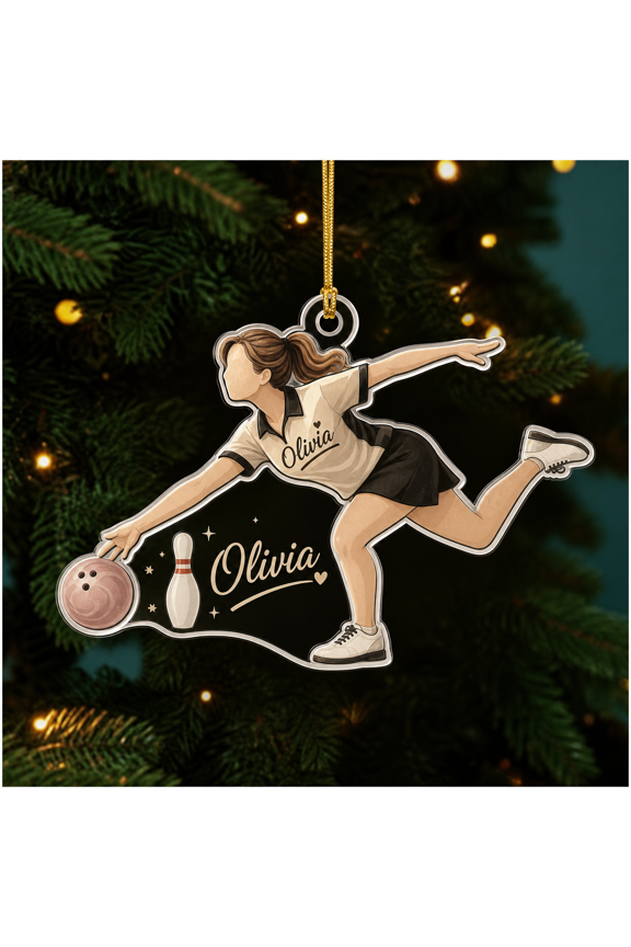 Bowler Pose Ornament Personalized Custom Name Bowling Gift for Christmas Tree 2026