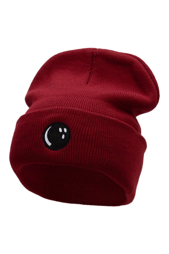 Bowlers Ball Embroidered 12 Inch Long Knitted Beanie - Maroon OSFM