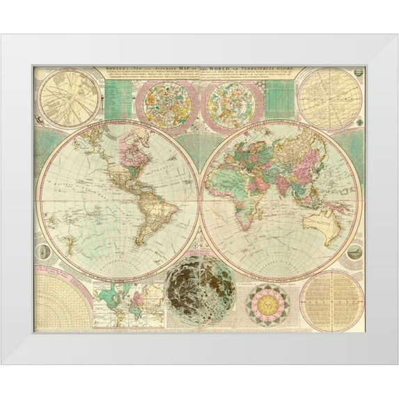Bowles, Carington 18x15 White Modern Wood Framed Museum Art Print Titled - World Map