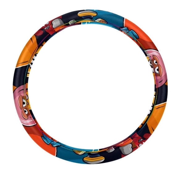 Bowling 14.5 Inch Printing PVC Leather Car Wheel Covers Steering Wheel Covers Auto Accessories