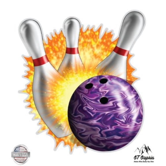 Bowling - 3" Vinyl Sticker - For Car Laptop I-Pad Phone Helmet Hard Hat - Waterproof Decal
