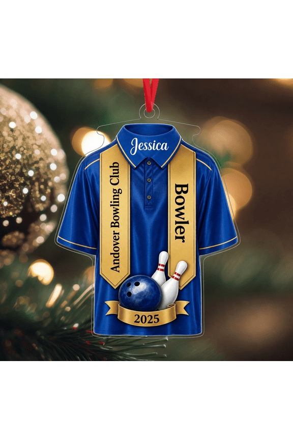 Bowling Acrylic Ornament Personalized Bowler Shirt Design Gift for Team Member 2025