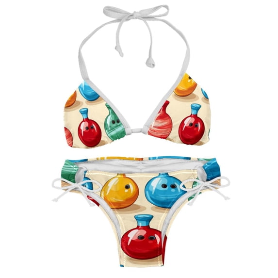 Bowling Adjustable Strap Detachable Sponge Bikini Set - Two-Pack, for Beach and Pool Parties