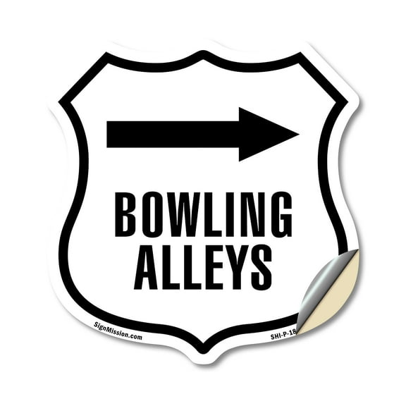 Bowling Alleys Right (5 Pack) 6 inch X 6 inch Shield Shaped Heavy Duty 3.2 mil Vinyl Decals Weather Resistant Made in the USA