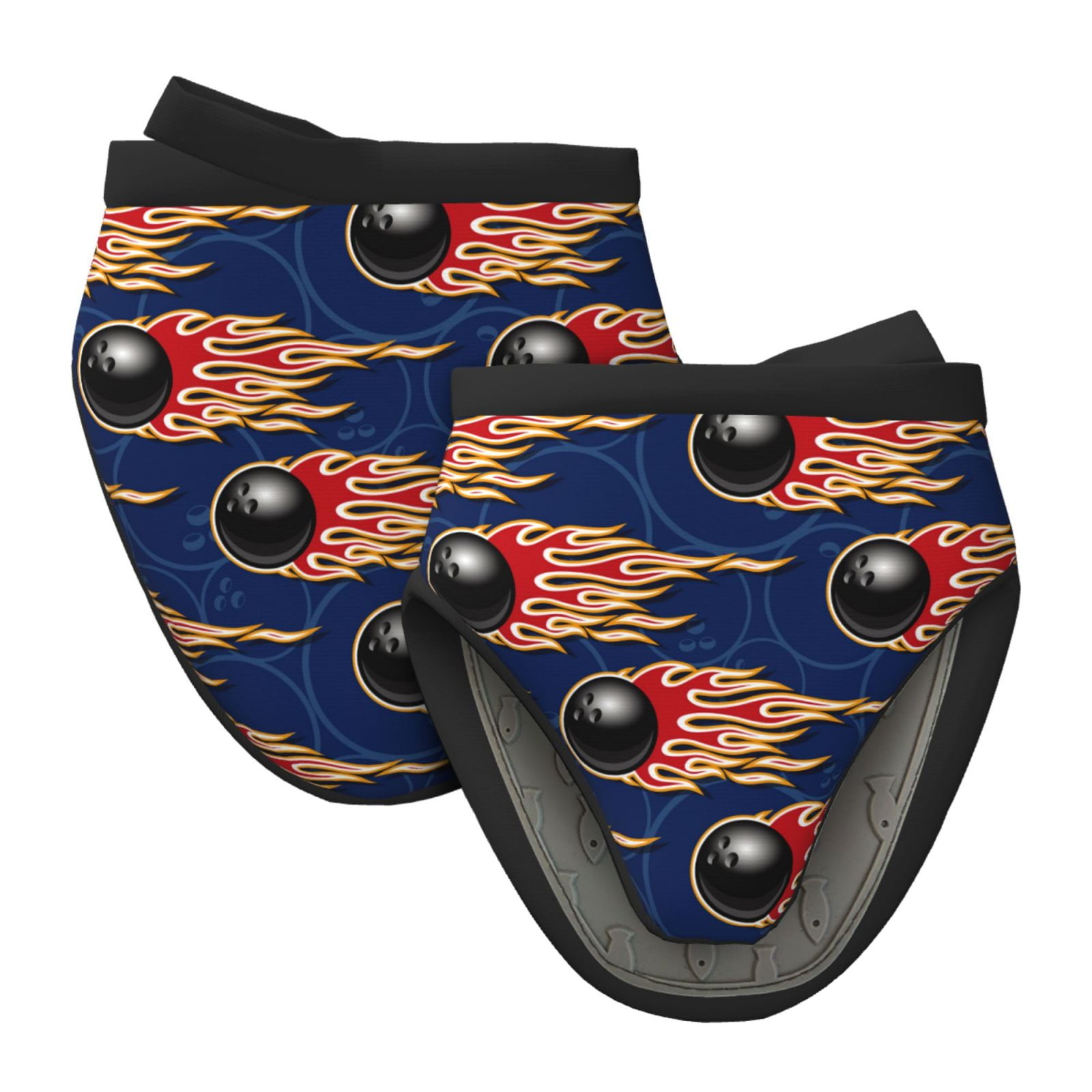 Bowling Ball And Flame Oven Mitts Heat Resistant with Hanging Loop, Soft Lining Silicone Mini
