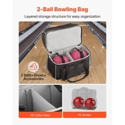 Bowling Ball Bag,2 Ball Four Roller Bowling Bag with Wheels,Featuring a Separate Compartment for Shoes Up To US Size 16&Oversized Accessory Pocket,Retractable Handle Extends to 37.4 in