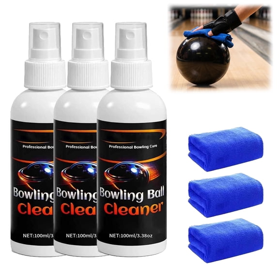 Bowling Ball Cleaner Spray 3.4oz, Instantly Removes Lane Oil & Dirt, Keeps Ball Surface Clean, Pro-Grade Formula for All Coverstocks(3PCS)