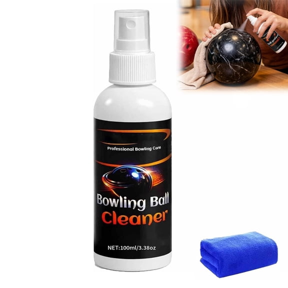 Bowling Ball Cleaner Spray Kit, 100ml Bowling Ball Cleaning Solution with Microfiber Towel, Deep Oil Removal & Surface Refresh Formula for Bowling Ball Maintenance Accessories (1PC)