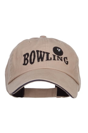 Bowling Ball Embroidered Canvas Cotton Cap - Khaki Navy OSFM