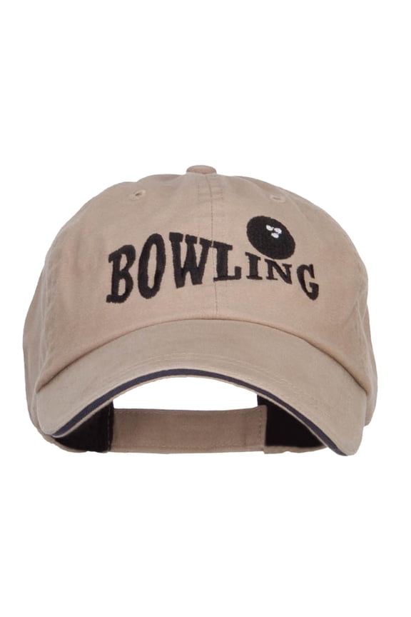 Bowling Ball Embroidered Canvas Cotton Cap - Khaki Navy OSFM