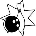 thumbnail image 1 of Bowling Ball Hitting Pin Star Decal Sticker | 5.5-Inches By 5.4-Inches | Black Vinyl, 1 of 1