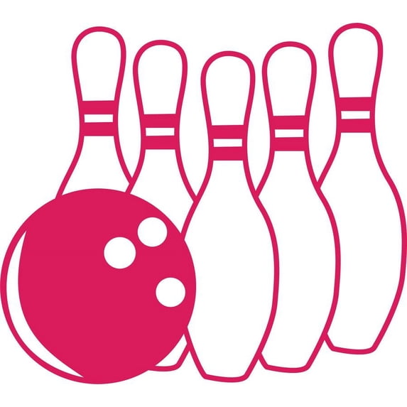 Bowling Ball Hitting Rack Of Pins Decal Sticker | 5.5-Inches By 4.9-Inches | Hot Pink Vinyl