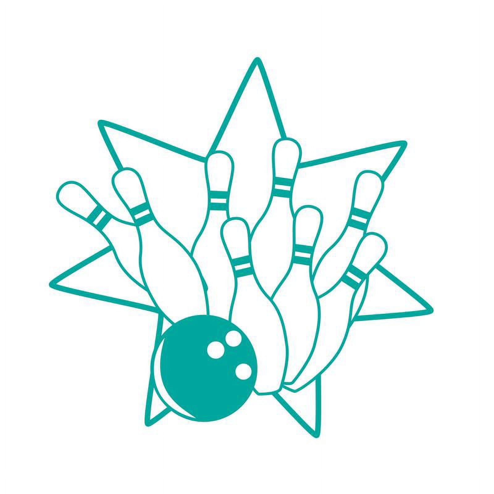 Bowling Ball Knocking Down Pins With Star Decal Sticker 5.5Inches By