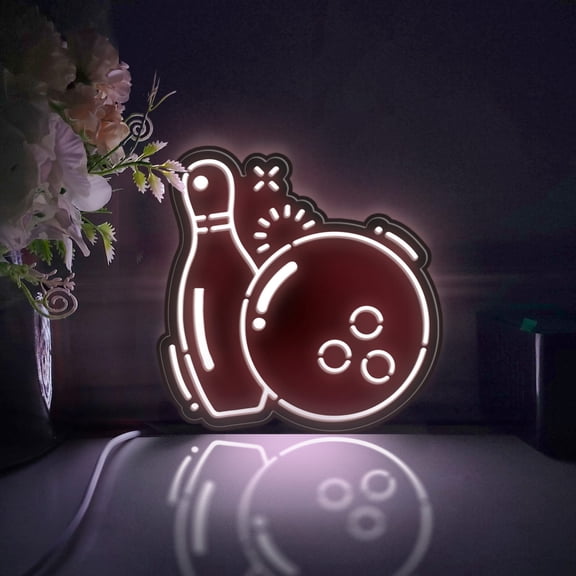 Bowling Ball Led Light Box, Dimmable Neon-Like Light Signs USB Power for Wall Decor Bedroom Decoration, Static Light (WxH) 6"x6"