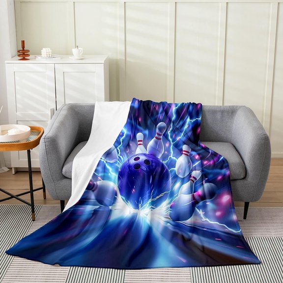 Bowling Ball Lightning Soft Flannel Blanket for Bed Sofa