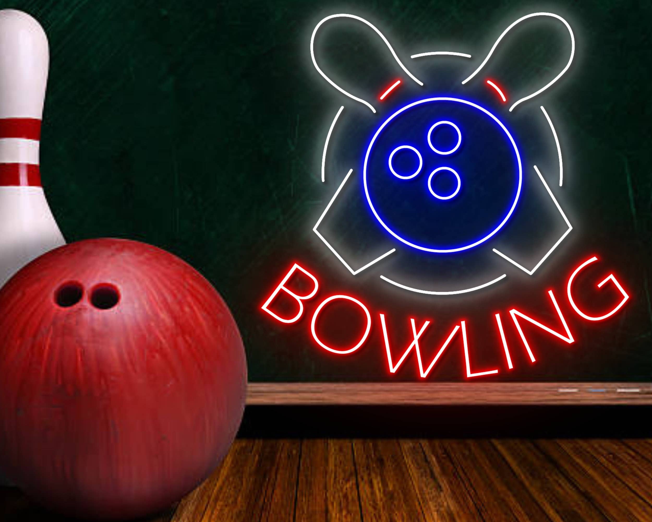 Bowling Ball Neon Sign, Bowling Wall Deco