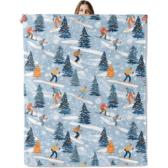 Bowling Ball and Pins Throw Blanket for Girls Boys Kids Adults, 50x60 in, Cozy Flannel Blanket for Bedroom, Camping, Couch, Room Decor, Fuzzy Warm Soft Gifts