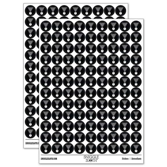Bowling Ball Rolling Towards Pins 200+ Round Stickers - Black - Matte Finish - 0.50" Size