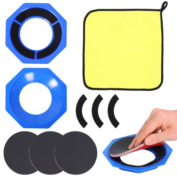 Bowling Ball Sanding Pad Holder Universal Bowling Ball Base Display Stand with 2000 Grits 5 inch Sanding Pads for Precision Surface Maintenance Cleaning Polishing, Blue