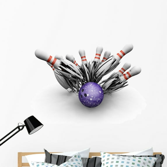 Bowling Ball Smashing into Wall Mural by Wallmonkeys Peel and Stick Graphic (48 in W x 31 in H) WM268040