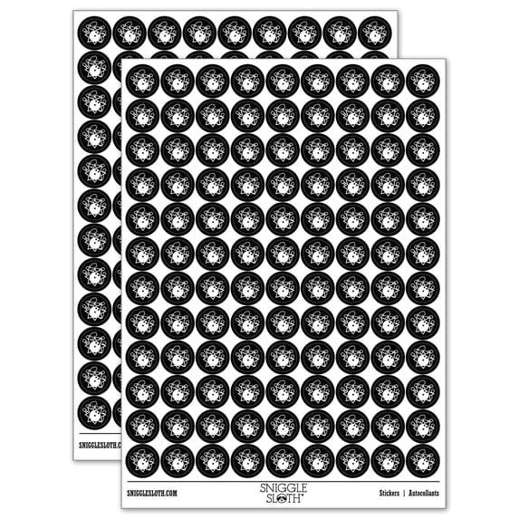 Bowling Ball Strike Pins 200+ Round Stickers - Black - Gloss Finish - 0.50" Size