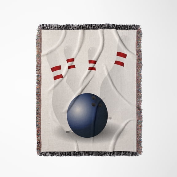 Bowling Ball With 4 Pins, Woven Blanket