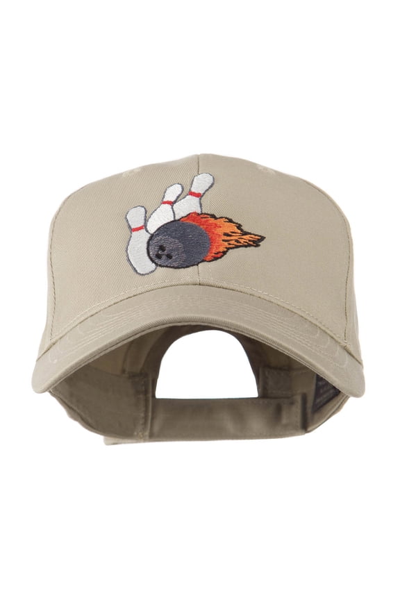 Bowling Ball and Pins Embroidered Cap - Khaki OSFM