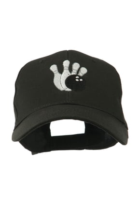 Bowling Ball with 4 Pins Embroidered Cap - Black OSFM