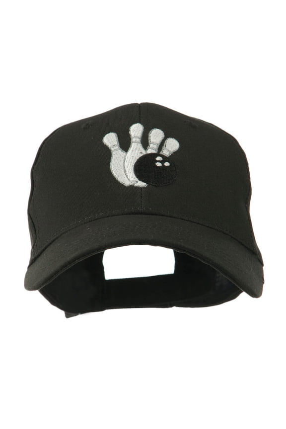 Bowling Ball with 4 Pins Embroidered Cap - Black OSFM