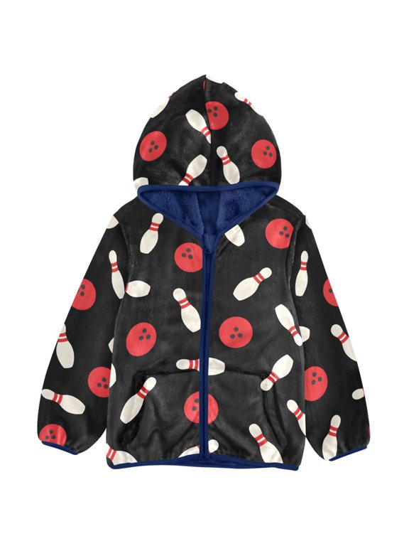Bowling Balls Kids Fleece Hood Jacket Fuzzy Outerwear 5T