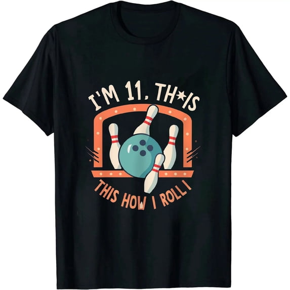 Bowling Birthday Party 11 Year Old 11th Kids Boys Girls Gift T-Shirt