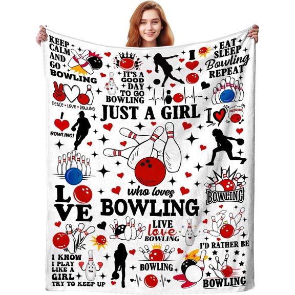 Bowling Blanket Sports Ball Gifts for Bowling Lovers,Fun Throw Blankets Sports Ball Gifts for Adults Girls Women 50"X40"