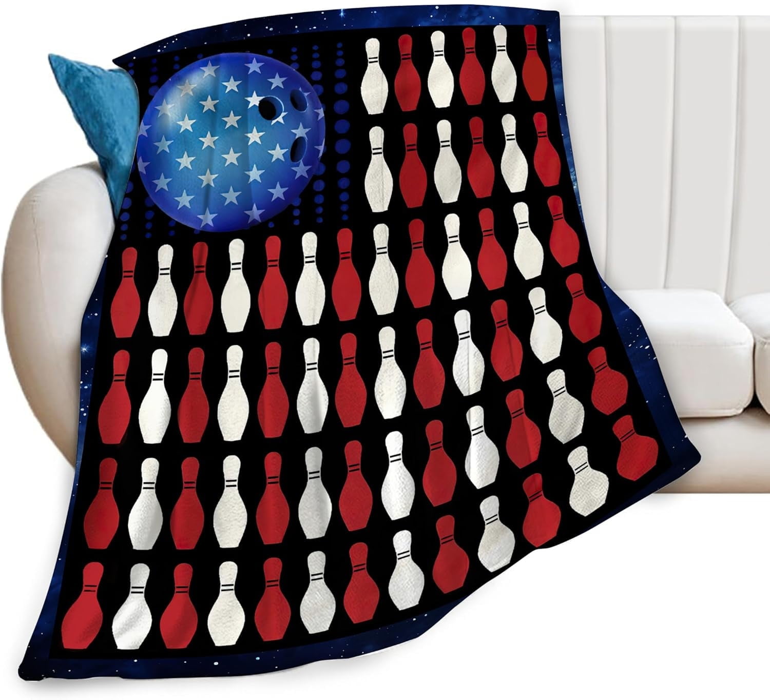 Bowling Blanket Super Cozy Soft Bowling Throw Blanket Gifts for Bowling Lovers Warm Plush Fluffy Women Men Lightweight Fleece Flannel Gifts Blankets for Kids Adults 60"X50"