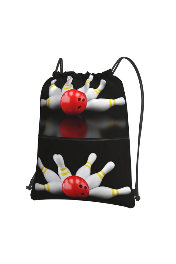 Bowling Bottle Print Drawstring Backpack Water Resistant String Bag Sports Sackpack Gym Sack For Men Women