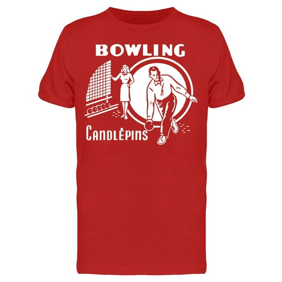 Bowling Candlepins Retro Ad Art T-Shirt Men -Image by Shutterstock, Male Medium