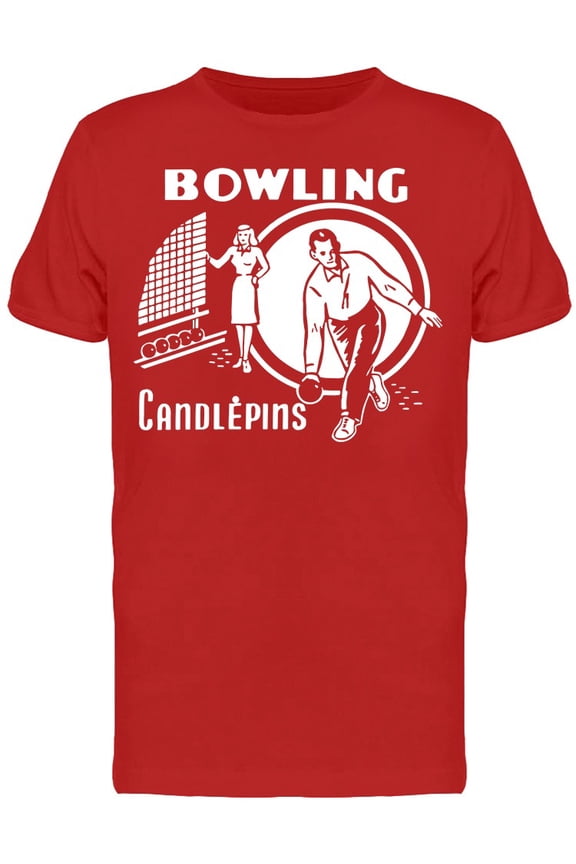 Bowling Candlepins Retro Ad Art T-Shirt Men -Image by Shutterstock, Male Medium