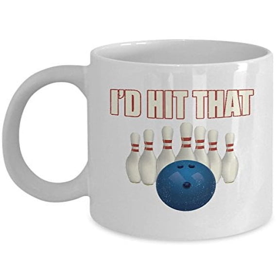 Bowling 11 oz Coffee Mug - I'd Hit That White Ceramic Gift