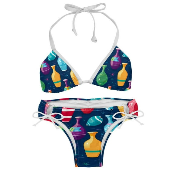 Bowling Detachable Sponge Adjustable Strap Bikini Set 2-Pack Swimwear Swimsuit.SceneManagement Beach Pool Party Vacation.
