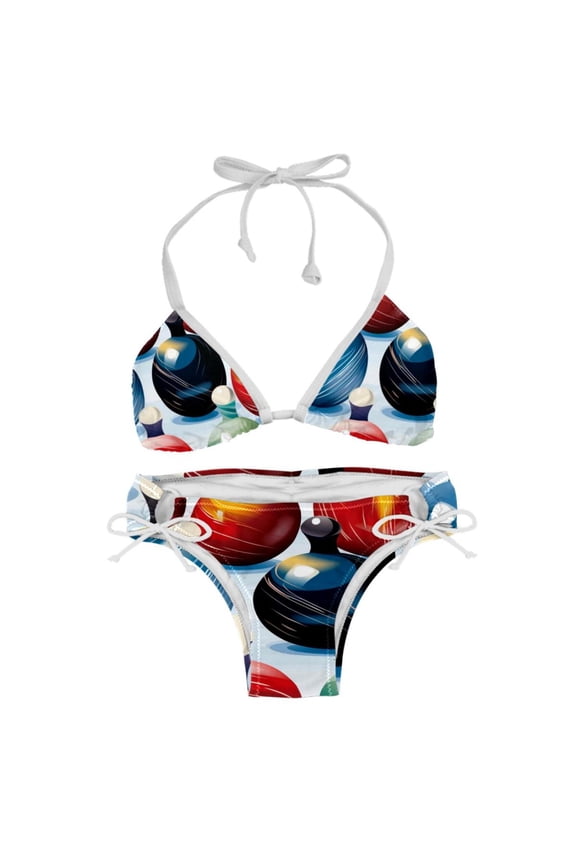 Bowling Detachable Sponge Adjustable Strap Bikini Set Two-Pack - Ideal for All Seasons