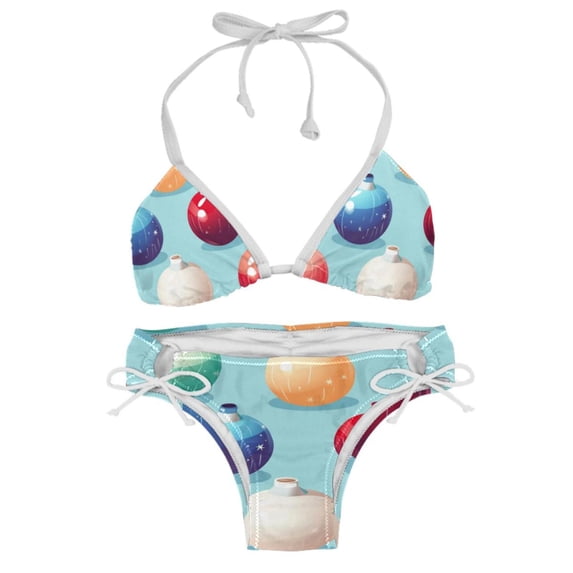 Bowling Detachable Sponge Adjustable Strap Bikini Set Two-Pack - Ideal for Beach & Pool Parties