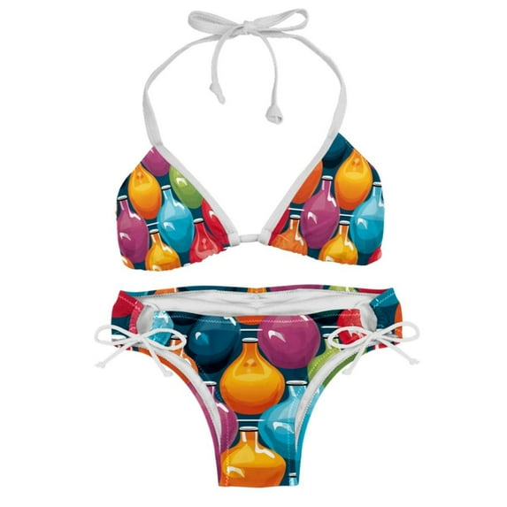 Bowling Detachable Sponge Adjustable Strap Bikini Set Two-Pack, Ideal for Beach and Pool Parties