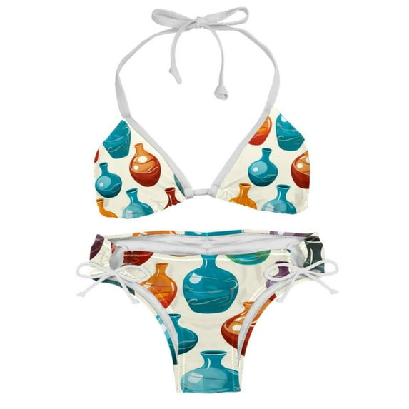 Bowling Detachable Sponge Adjustable Strap Bikini Set Two-Pack Swimsuits for Women