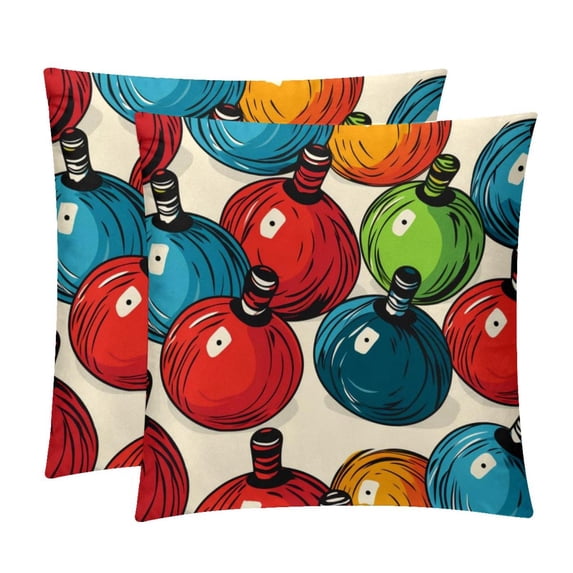 Bowling Elegant Velvet Decorative Pillows Covers with Unique Patterns for Bed, Home Decor - Set of 2 Pillow Inserts - Available in 16x16, 18x18, 20x20 Inches for Various Occasions