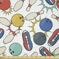 thumbnail image 1 of Bowling Fabric by The Yard, Color Doodle Design on Notebook Sheet Backdrop Ball Pins and Shoes in Retro Style, Stretch Knit Fabric for Clothing Sewing and Arts Crafts, 2 Yards, Seafoam, by Ambesonne, 1 of 1