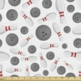 thumbnail image 1 of Bowling Fabric by the Yard Upholstery, Realistic Graphic Game Scattered on Plain Backdrop Competition and Fun, Decorative Fabric for DIY and Home Accents, 3 Yards, Grey White Red by Ambesonne, 1 of 4