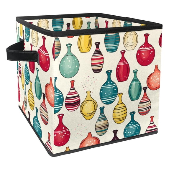Bowling Foldable Storage Bins with Handle, 10.8"x10.5"x10.6", Large Capacity, Storage Baskets, Storage Basket, Storage Cubes