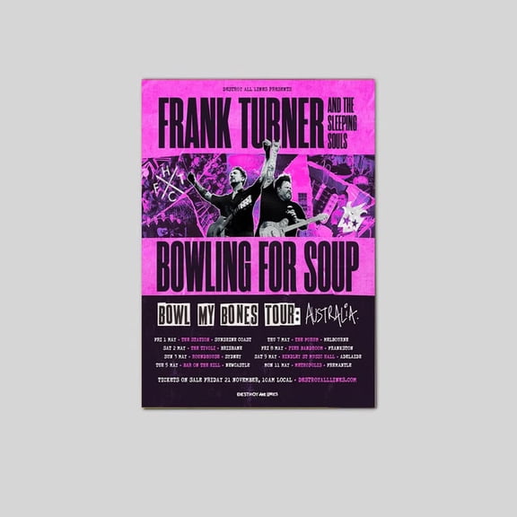 Bowling For Soup Frank Turner Australia 2026 Schedule Poster Size 24''x36'' Googate