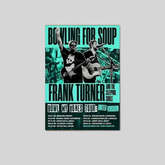 Bowling For Soup Frank Turner UK Tour 2026 Concert Poster Size 24''x36'' Googate