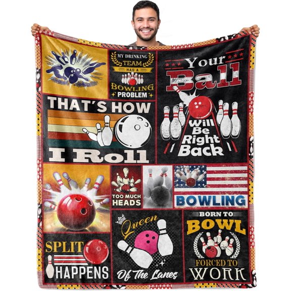 Bowling Gifts, Bowling Gifts for Men, Funny Bowling for Bowlers, Blankets for Bowling Lovers 60"x 50"